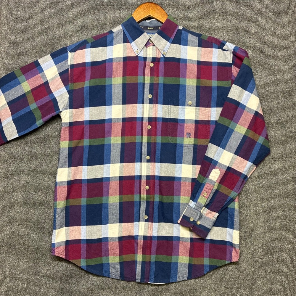 Wrangler Twenty X Button Down Shirt Mens Medium Plaid Long Sleeve MJ2040M